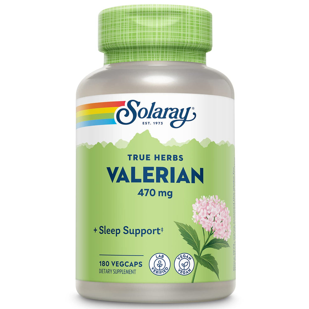 Solaray valerian root capsules bottle for daily balance