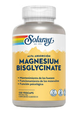 SOLARAY vegan, non-GMO magnesium glycinate label on bottle.