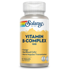 SOLARAY Vitamin B Complex energy bottle helps support daily energy metabolism.