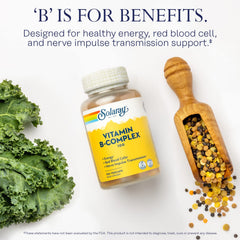 Label view of SOLARAY Vitamin B Complex highlighting its B vitamin spectrum.