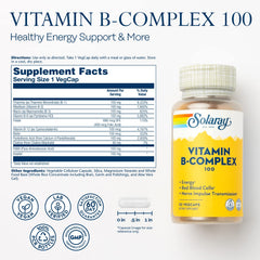 SOLARAY Vitamin B Complex eco-packaging promotes sustainability and recycling.