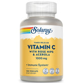 Solaray Vitamin C 1000mg bottle with vegan capsules for daily immune support.