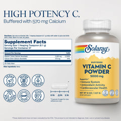 Solaray Vitamin C Powder dissolves easily in water or juice for convenience.