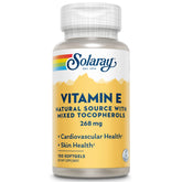 SOLARAY Vitamin E softgels bottle highlighting 400 IU antioxidant support