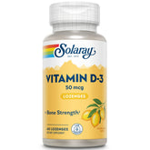 SOLARAY Vitamina D3 pastillas limón, sabor agradable para apoyo diario de huesos y energía