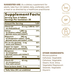 Solgar Advanced Calcium Complex tablets close-up for easy daily dosing.