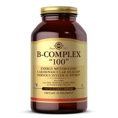 Solgar B-Complex 100 bottle with capsules for daily energy metabolism support