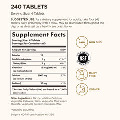 Solgar Calcium Citrate with Vitamin D3 label close up highlighting Vitamin D3 for calcium absorption
