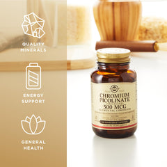 Solgar Chromium Picolinate 500mcg nutrition facts panel on packaging