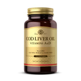 Solgar Cod Liver Oil bottle with softgels, rich in vitamins A and D for daily wellness.