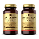Solgar Gentle Iron bottle front with label, indicating non-constipating iron support
