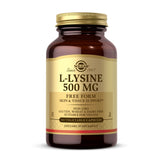 Solgar L-Lysine 500 mg bottle close-up for daily supplementation.