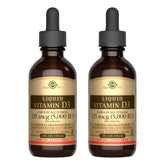 Solgar Liquid Vitamin D3 orange bottle pour shows easy daily supplementation.