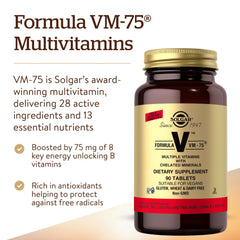 Solgar VM-75 capsules close-up ready for daily supplementation.