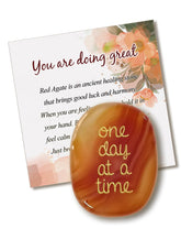 SOLICIEL One Day at a Time agate crystal close-up promoting calm, focus, and grounding