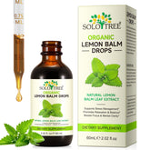SOLOTREE Lemon Balm Drops bottle on a clean surface for daily relaxation support.
