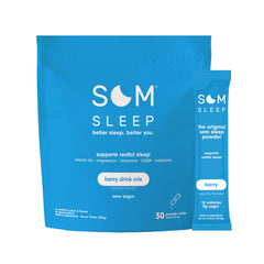 Som Sleep jar shows the nighttime powder for smoother sleep.