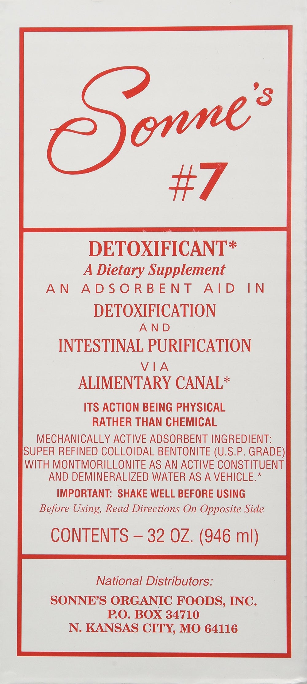 Sonne's Detoxification No 7 bottle pour for easy daily dosing and cleansing support.