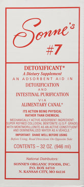 Sonne's Detoxification No 7 bottle pour for easy daily dosing and cleansing support.