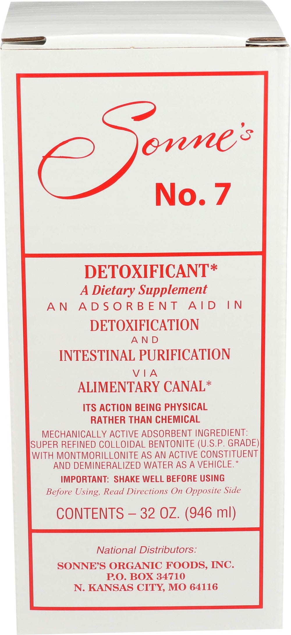 Sonne's No.7 Detox bottle close-up highlighting the product branding.