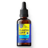 SonoHealth Plastiq Off Zeolite drops poured into water for daily detox support.