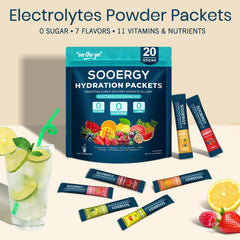 Sooergy seven fruit flavors offer tasty hydration for daily activities.