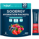 Sooergy electrolytes powder stick dissolving in water for fast hydration.