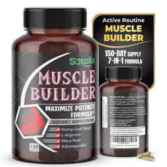 Sotalix Muscle Builder bottle front label showing 150 capsules for daily training support