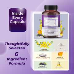 Sotalix 6-in-1 ingredients board featuring quercetin, bromelain, zinc, D3.