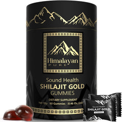 Sound Health Plus Shilajit Gold Gummies bottle with 60 gummies for daily energy.