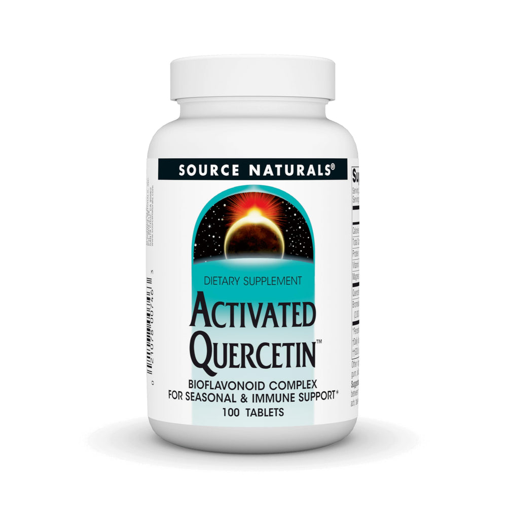 Source Naturals Activated Quercetin bottle front, signaling seasonal and immune support