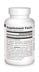 Source Naturals Berberine label detail highlighting vegan-friendly, clean formulation.