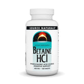 Source Naturals Betaine HCl bottle front view showing packaging for digestive support.