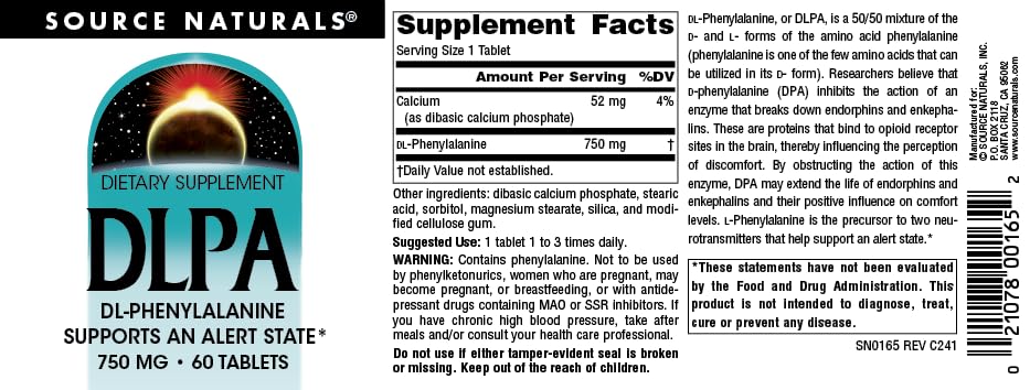 Source Naturals DLPA tabletas en mano, uso diario fácil de integrar.