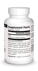 Source Naturals DMAE label close-up showing capsule details for cognitive support.