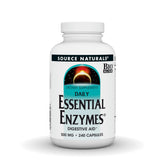 Source Naturals Essential Enzymes bottle pour showing digestive support potential.