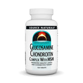 Source Naturals Glucosamine Chondroitin Complex with MSM tablets in bottle for joint support.