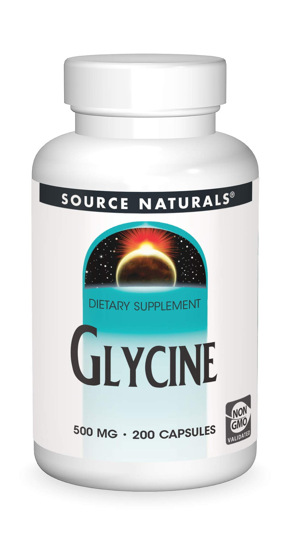 Source Naturals Glycine 500 mg bottle, ready for daily amino acid support.