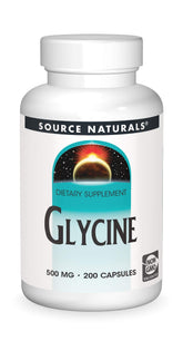 Source Naturals Glycine 500 mg bottle, ready for daily amino acid support.