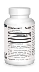 Source Naturals Glycine label, highlighting a long-standing wellness brand.