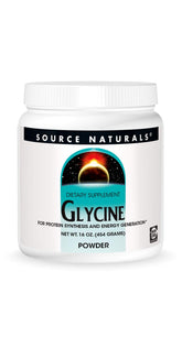 Source Naturals Glycine Powder pour-ready for easy mixing to support protein synthesis