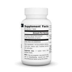Closeup of Source Naturals Horny Goat Weed tablets for easy daily use.