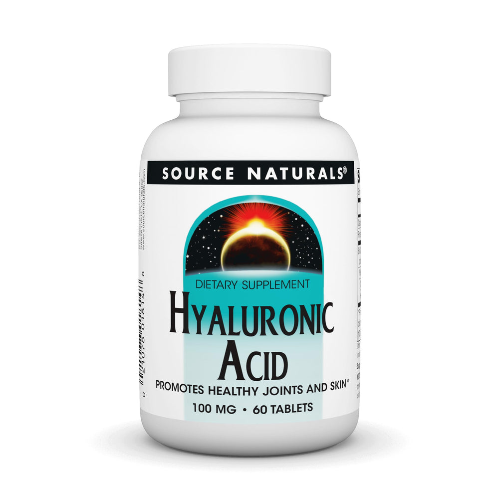 Source Naturals Hyaluronic Acid tablets, smooth joint support for daily vitality.