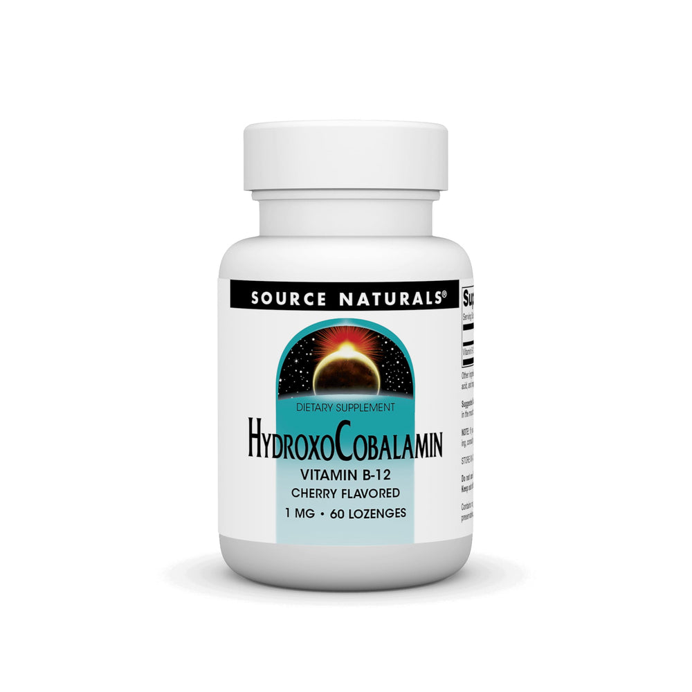 Source Naturals HydroxoCobalamin cherry lozenge bottle for daily use.