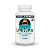 Source Naturals Liver Guard bottle label shows a 120-tablet bottle for daily liver support.