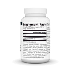 Source Naturals L-Lysine Free Form Powder scoop shows convenient daily dosing with juice or water.