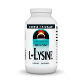 Source Naturals L-Lysine Free Form bottle, 200 tablets, ready for daily collagen support.
