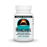 Source Naturals manganeso aminoácido quelato, frasco de 250 tabletas para energía y desarrollo óseo.