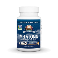 Source Naturals melatonin orange lozenge bottle front view for night-time use
