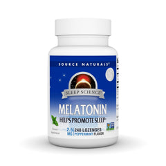 Source Naturals melatonin lozenge peppermint packaging showing 2.5 mg dose